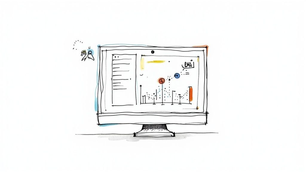 A person using a laptop with icons representing AI, LMS, and other educational technology floating around the screen.