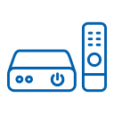 Blue Icon of a Cable Receiver and Remote Control