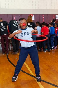 Little girl hula hooping