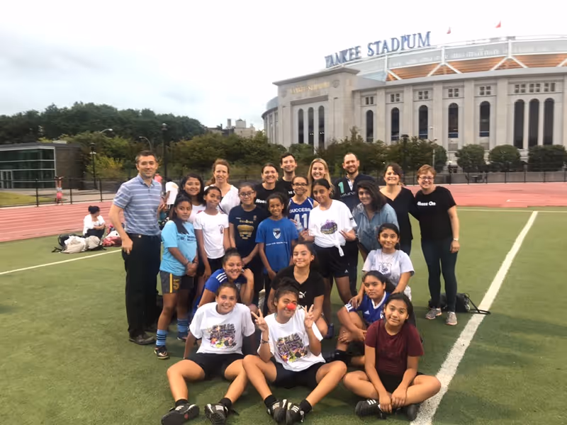 The Red Nose Day Team with members of South Bronx United