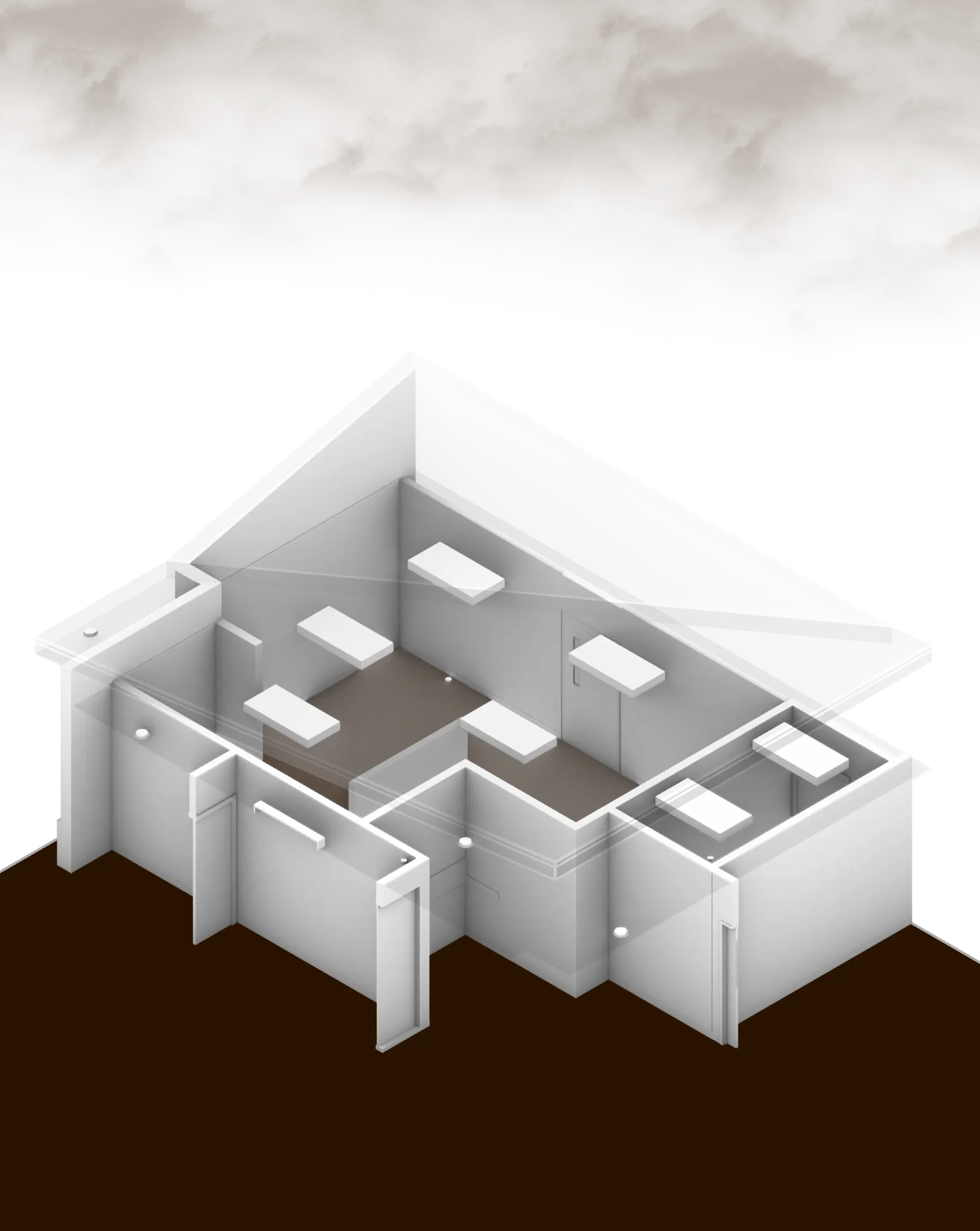 BIM massing model used during schematic design to study layout, space planning, and early design options
