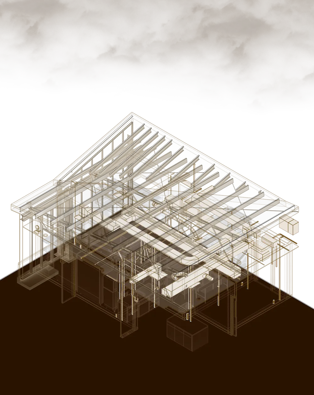 Coordinated BIM model used for construction documents, supporting plans, sections, details, and buildable documentation