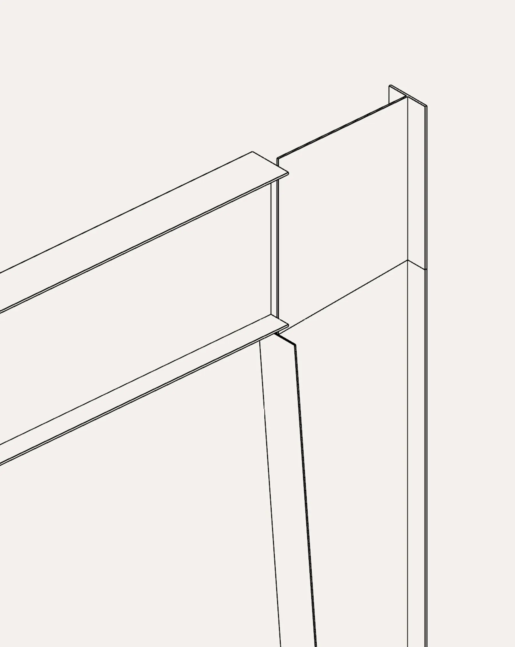 Engineering schematic detail showing an early structural concept used to evaluate options before final design