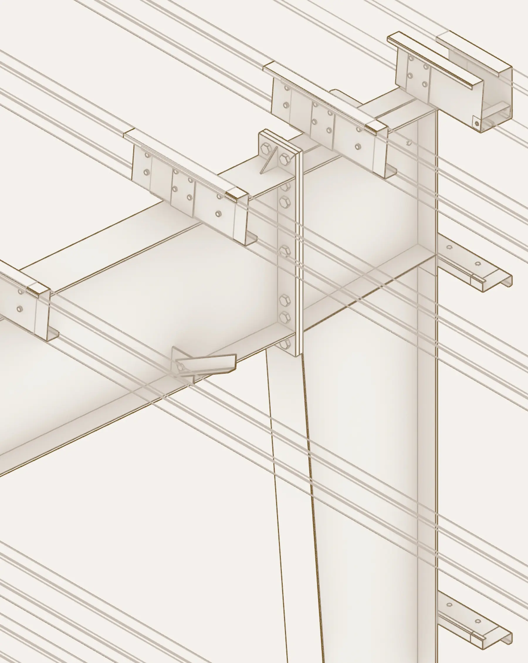 Detailed structural engineering document showing a buildable steel connection for construction documentation