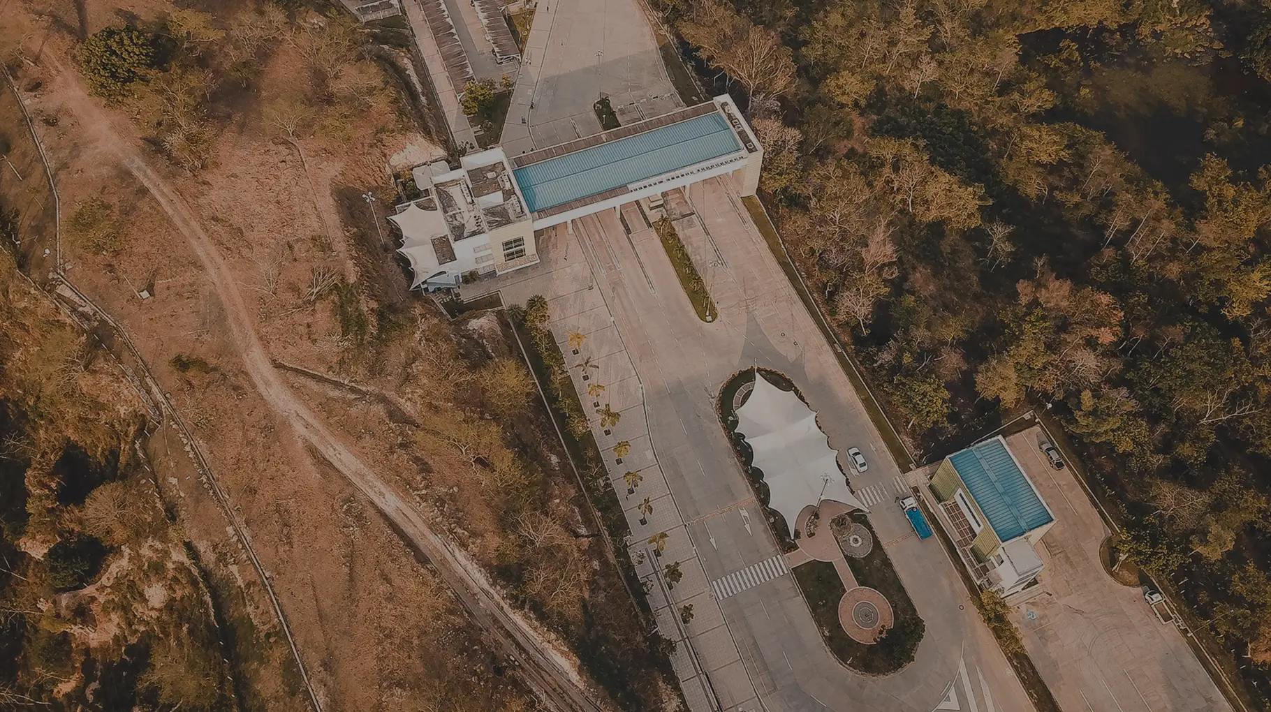 Aerial view of the Santander Free Trade Zone entrance in Colombia, showing ECOSI’s office location