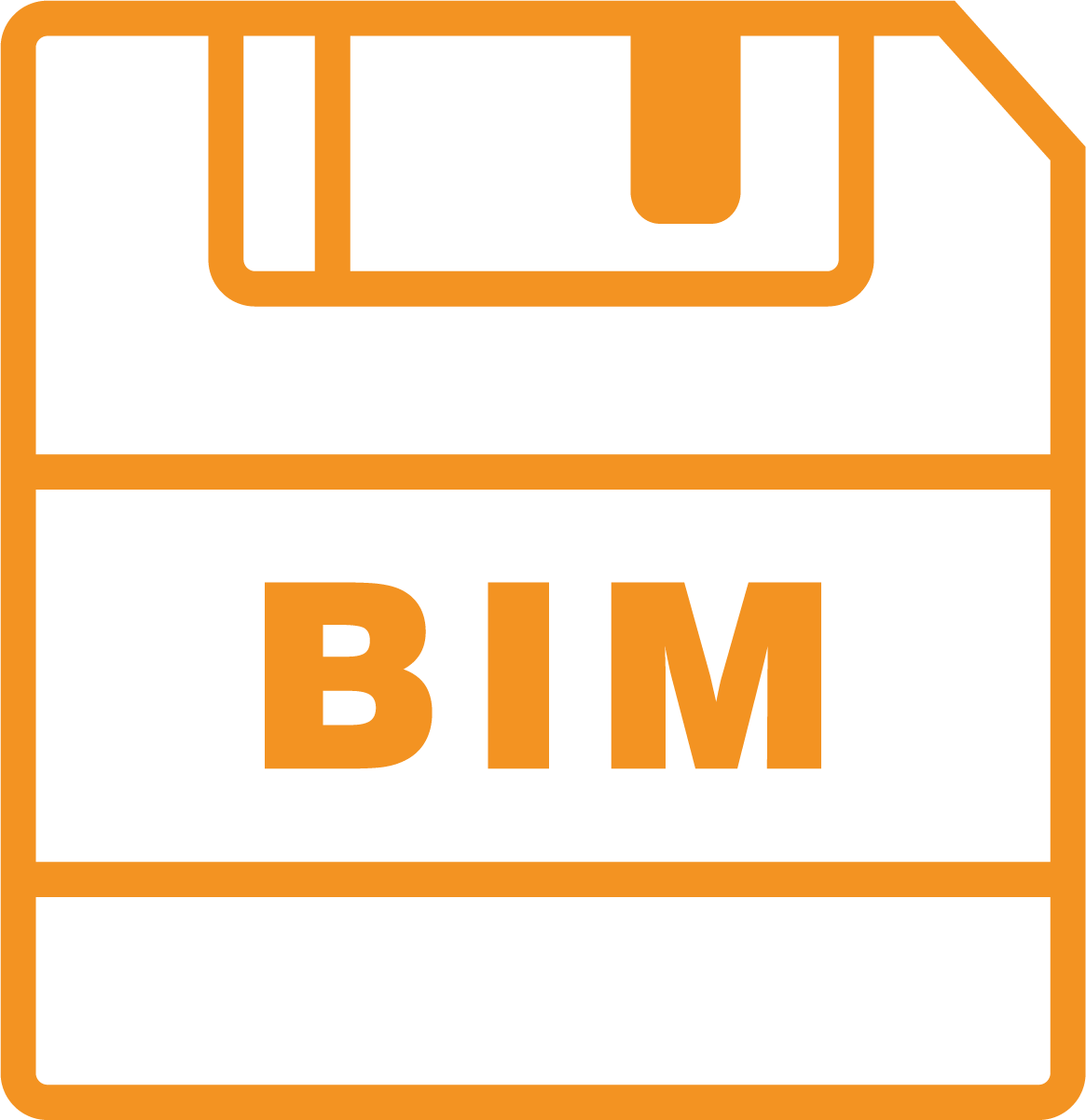 BIM and VDC icon with digital model file and building information label