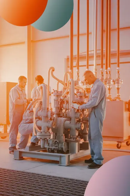 Industrial Oil & Gas facility representation for ECOSI's asset reliability and maintenance transformation services, following ISO 55000 and RCM standards.