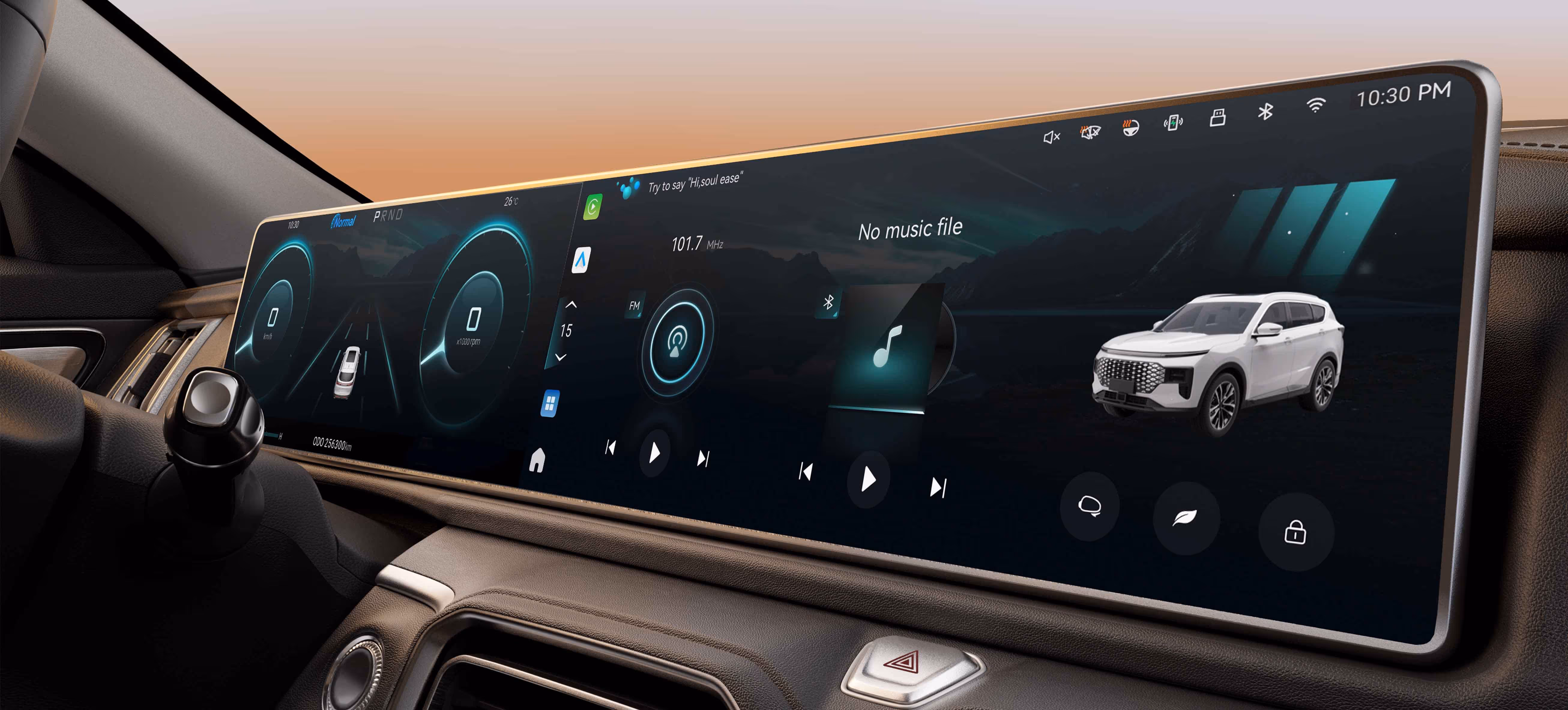 Tablero de instrumentos y pantalla digital del modelo S07 de Soueast