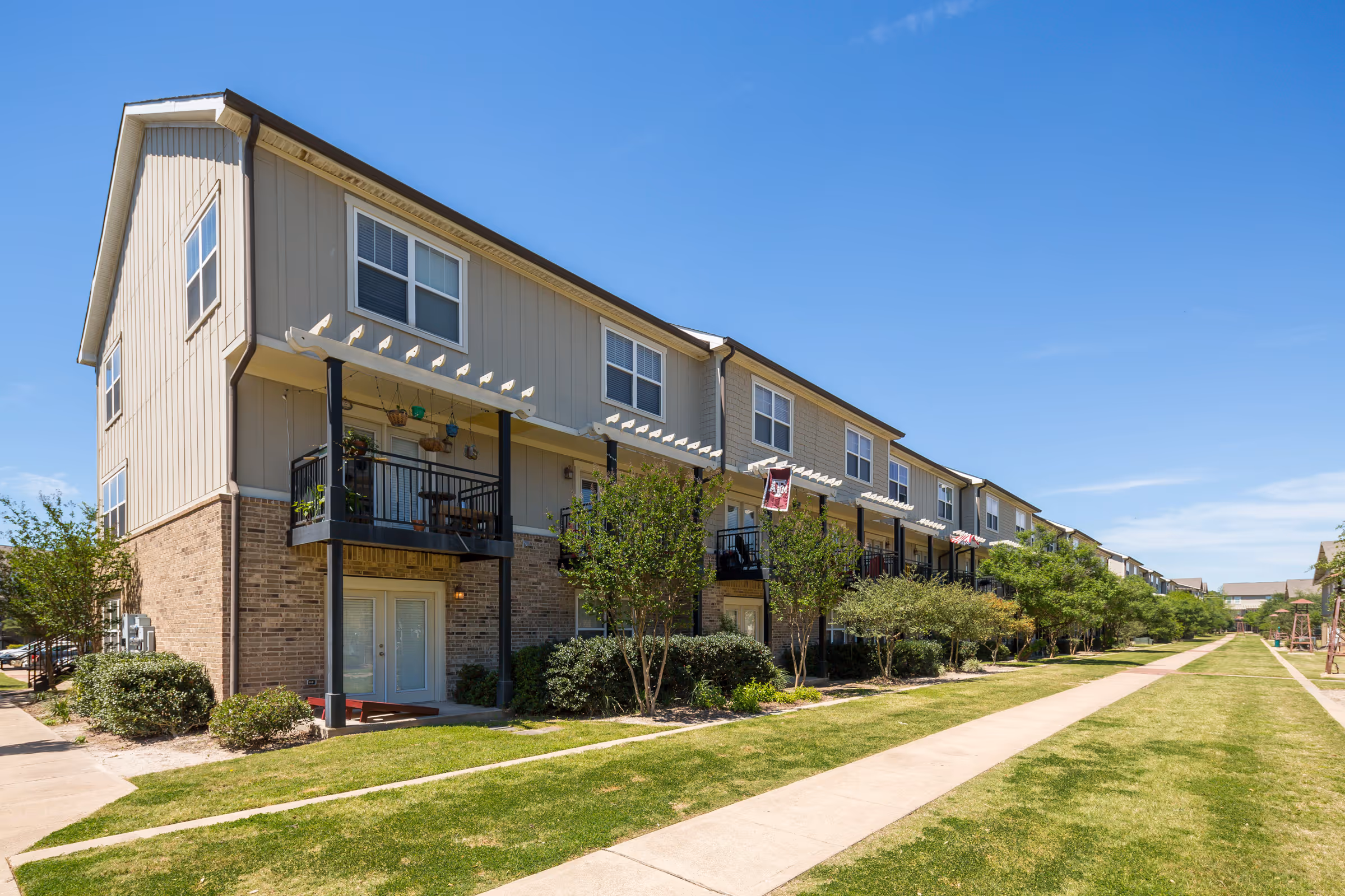 Exterior building with lawn