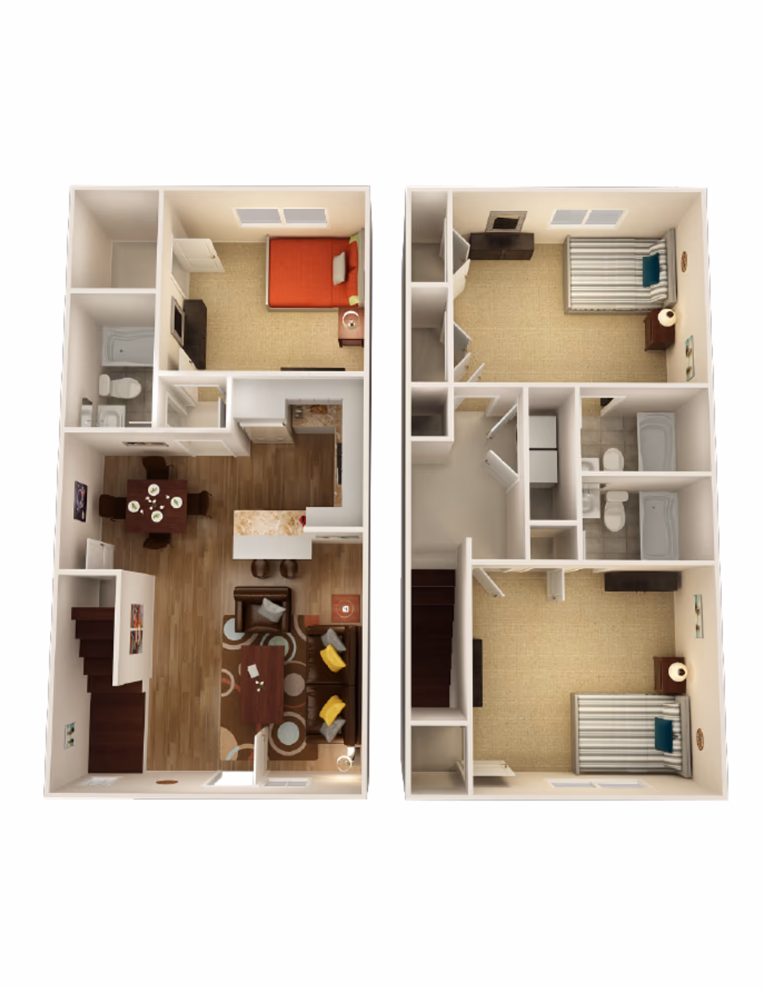 3 Bedoom Townhome layout