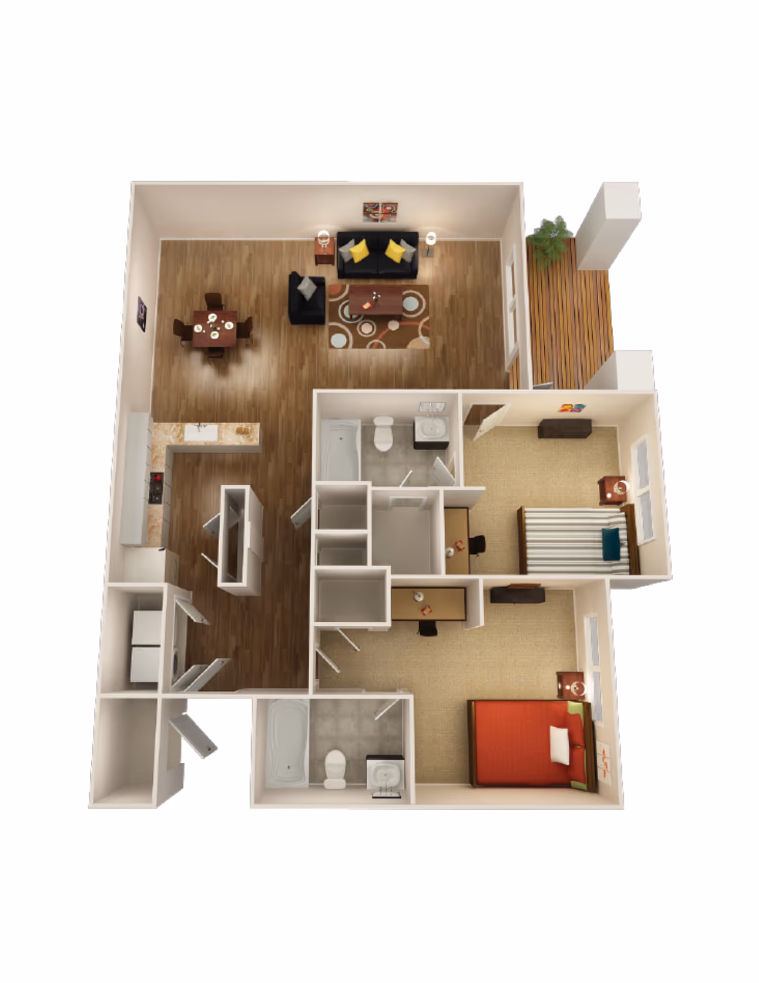2 Bedroom Garden layout