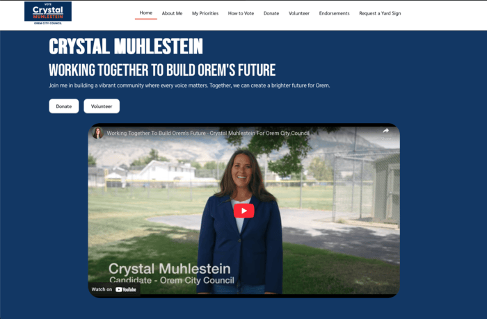 Campaign Website for Crystal for Orem