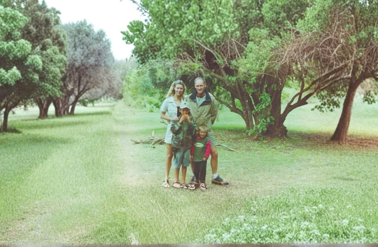 Image of the Cottar family re-establishing their safari operations in the Maasai Mara, showing early camp setup.