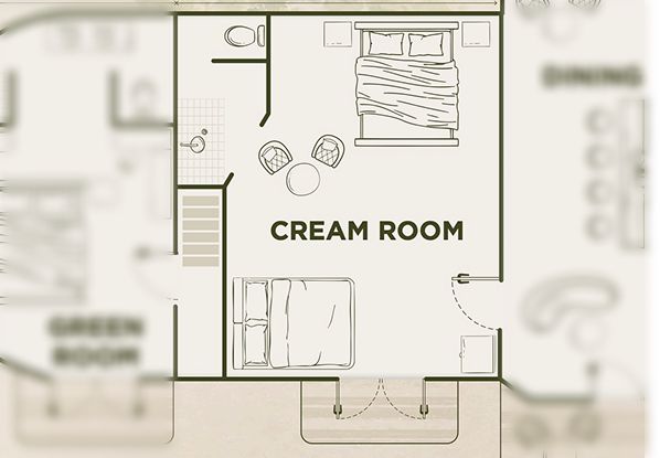 Floor plan of the cream bedroom.