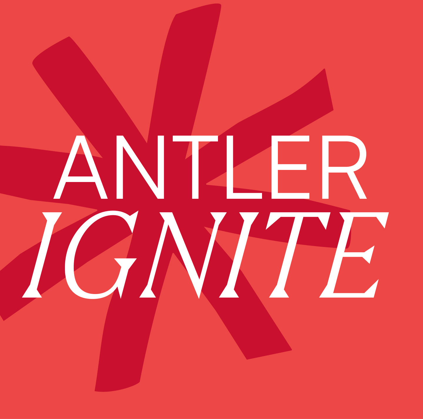 A red background with a white word Antler Ignite.