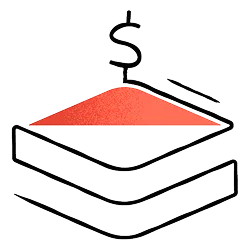 Stack of documents or papers with red banner and dollar sign, representing financial reports or billing statements