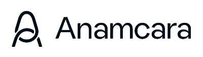 Anamcara logo with stylized letter A icon and brand name in black