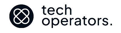 Tech Operators logo with circular interlocking geometric symbol and brand name