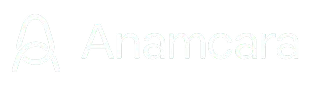 Anamcara logo with stylized letter A icon and brand name in white