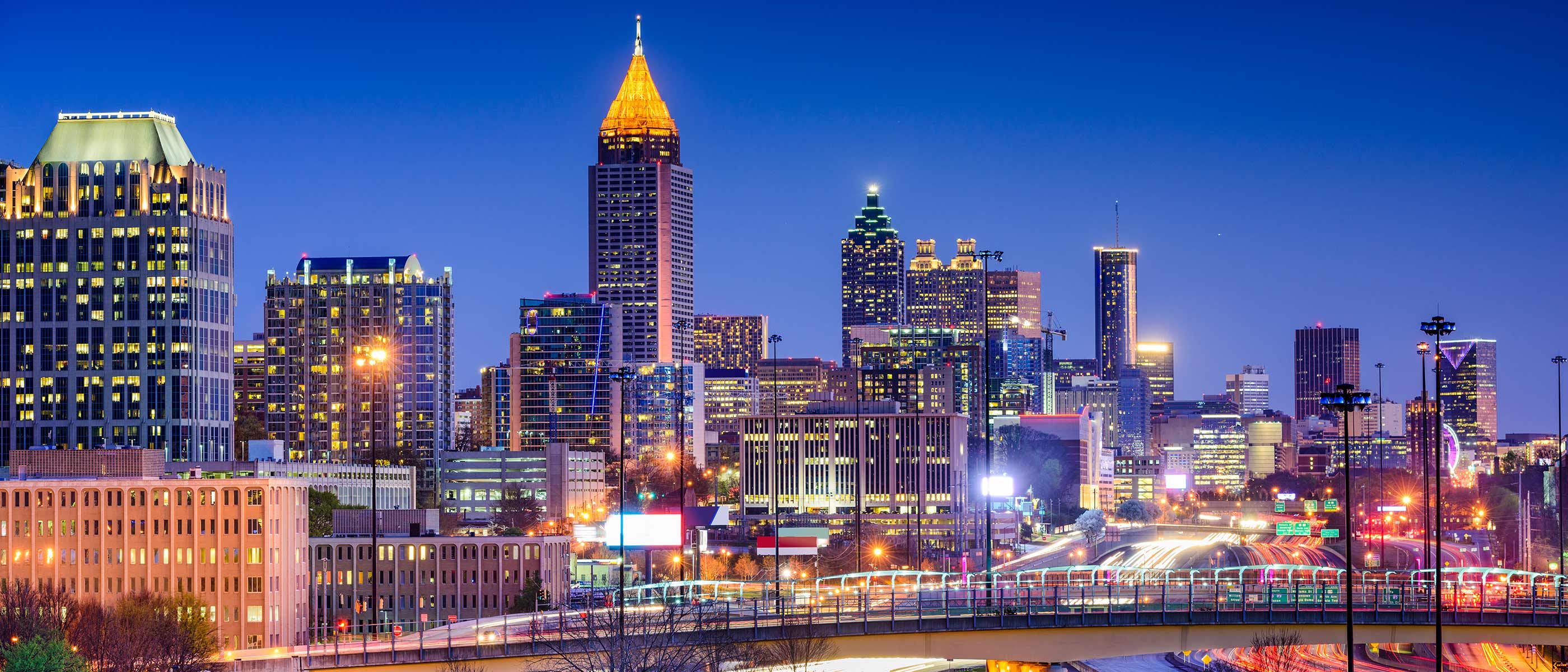 Atlanta Midtown skyline at golden hour