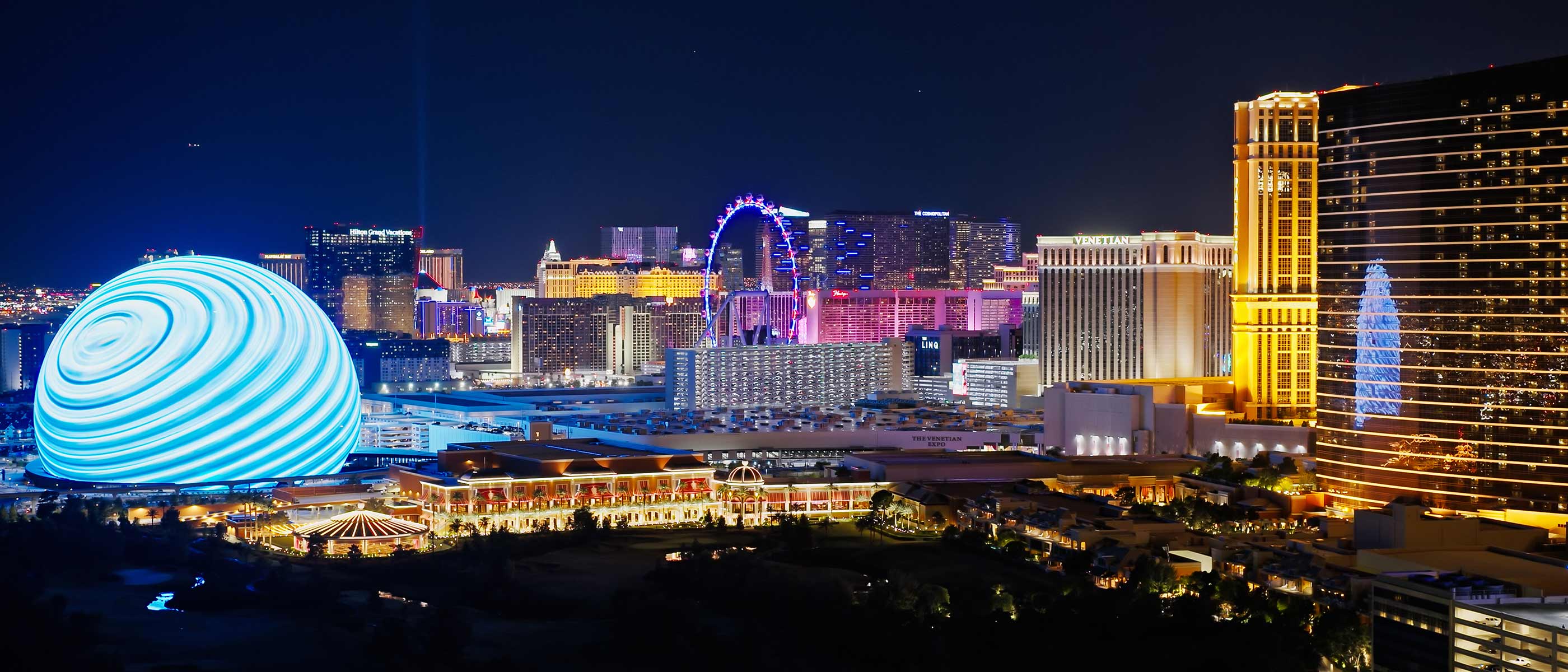 The Las Vegas Strip glittering at night