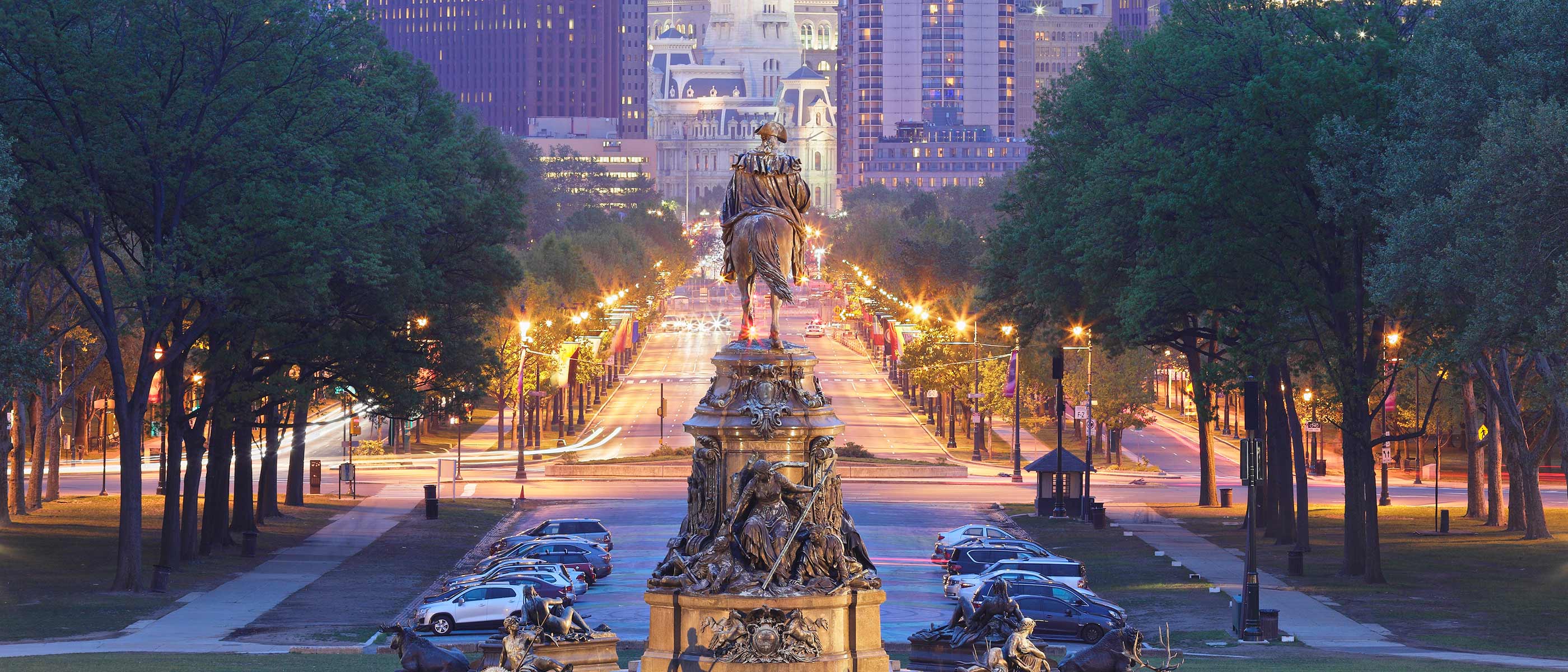 Philadelphia Center City skyline at dusk