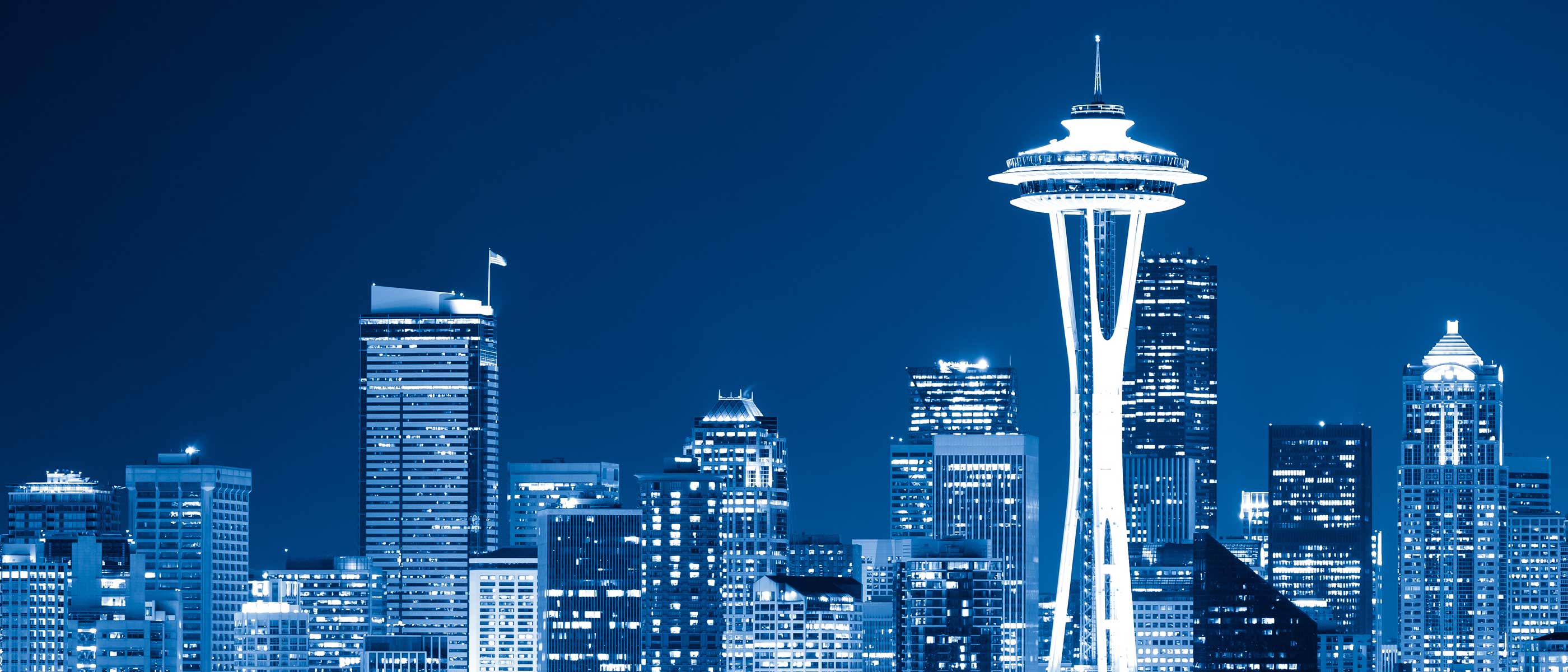 Seattle skyline with the Space Needle at dusk