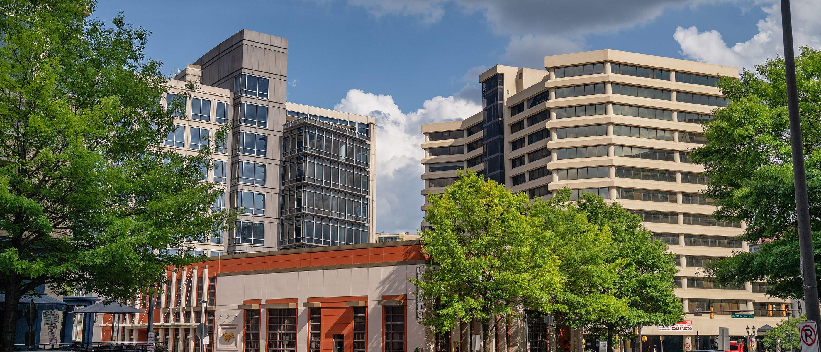 Office and retail buildings along Wisconsin Avenue in Chevy Chase, Maryland