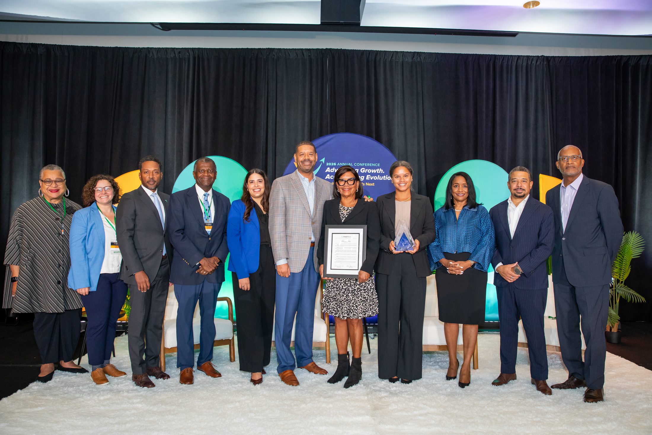 NBA leaders and award recipients on stage at the NBA 100-Year Centennial conference in Washington, DC, produced by Simple Multimedia