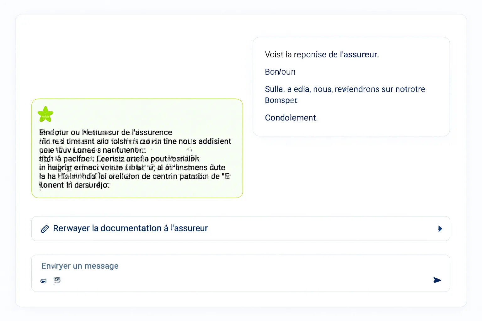 Interface Astérisque permettant de transmettre la documentation à l'assureur