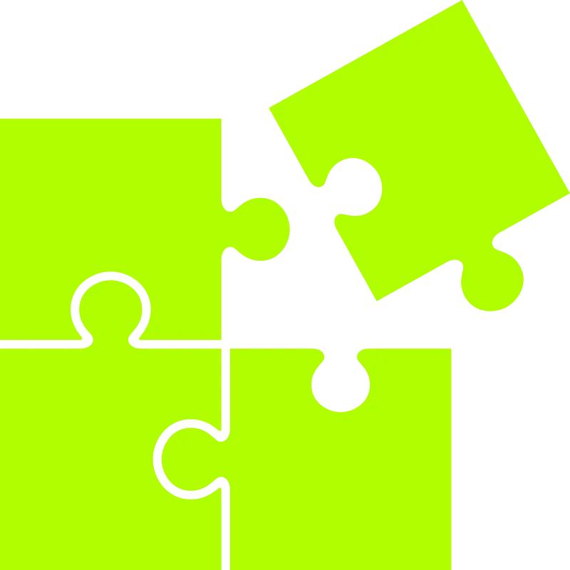 Illustration de pièces de puzzle vertes qui s'assemblent