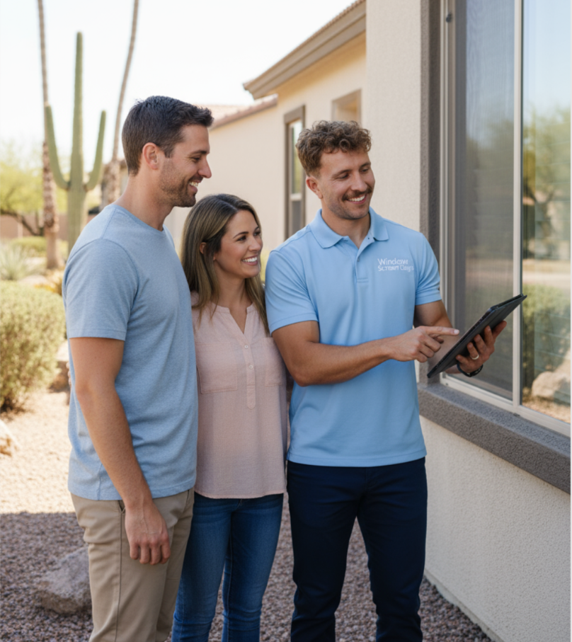 Window Screen Guys doing a free in person consultation for Window Screens