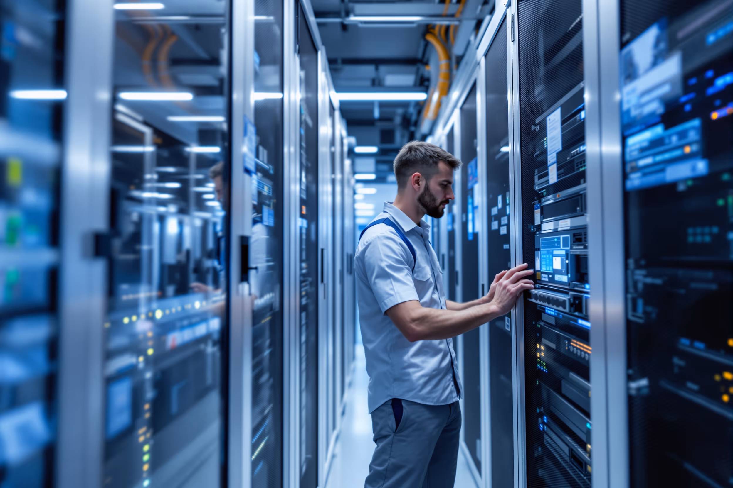 IT-Experte, der in einem DSGVO-konformen europäischen Rechenzentrum arbeitet.