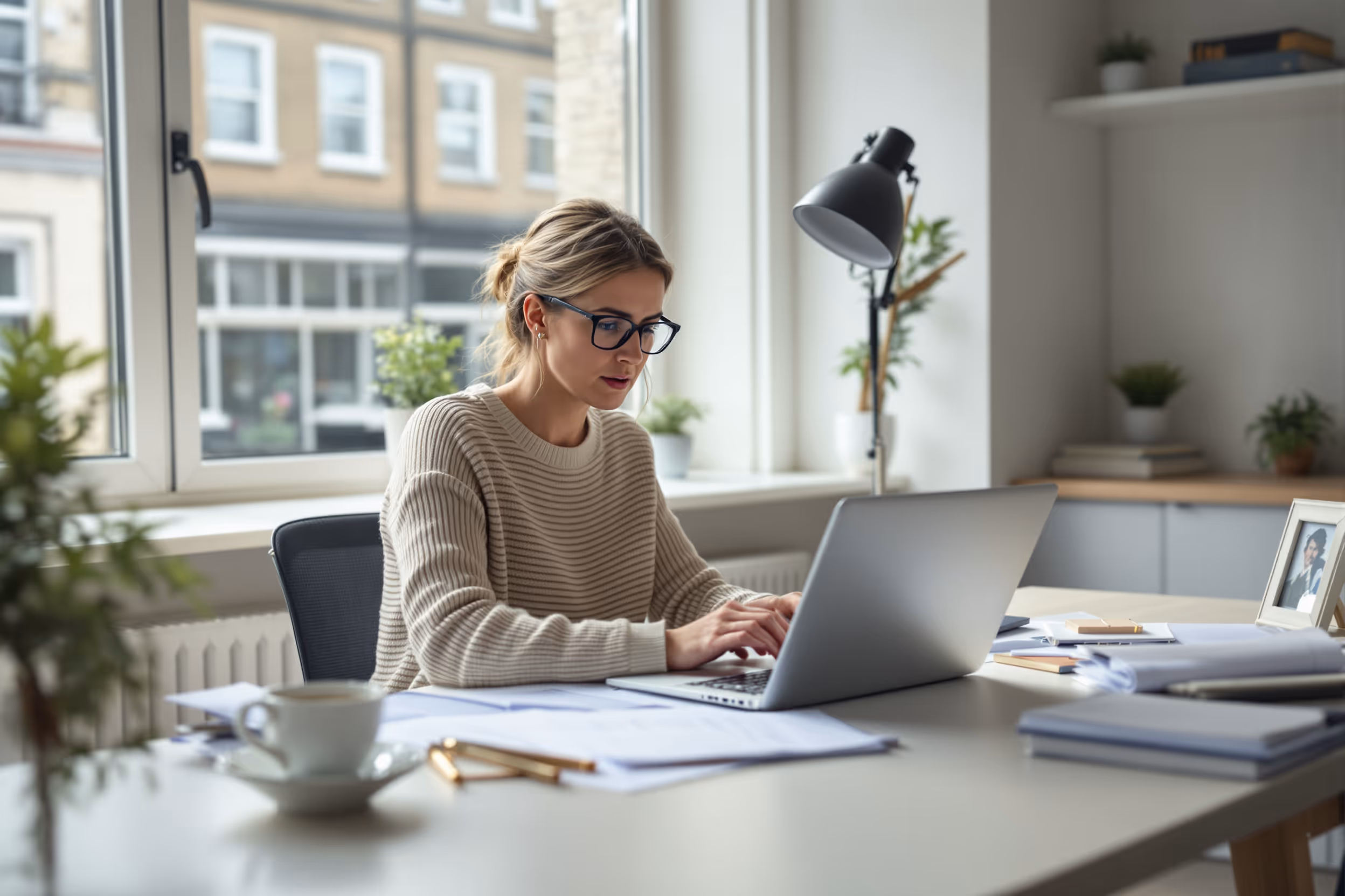 Small business owner in the UK researching secure cloud storage options for 2025.