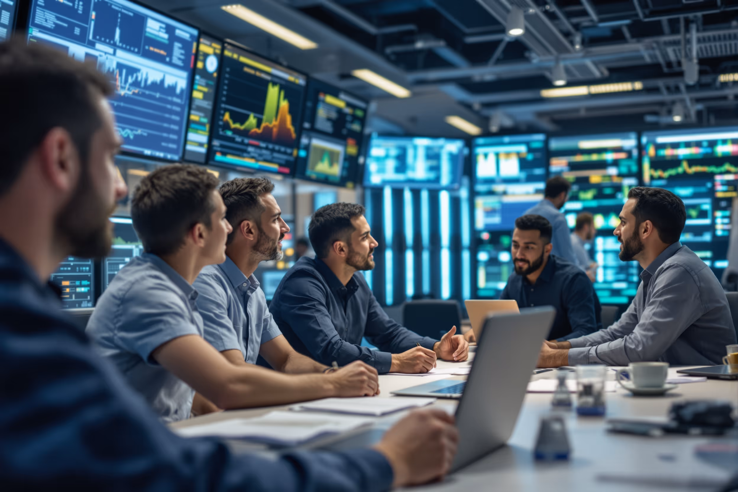 IT professionals working in a secure, modern data center in the UK, focused on data sovereignty and cloud storage solutions.