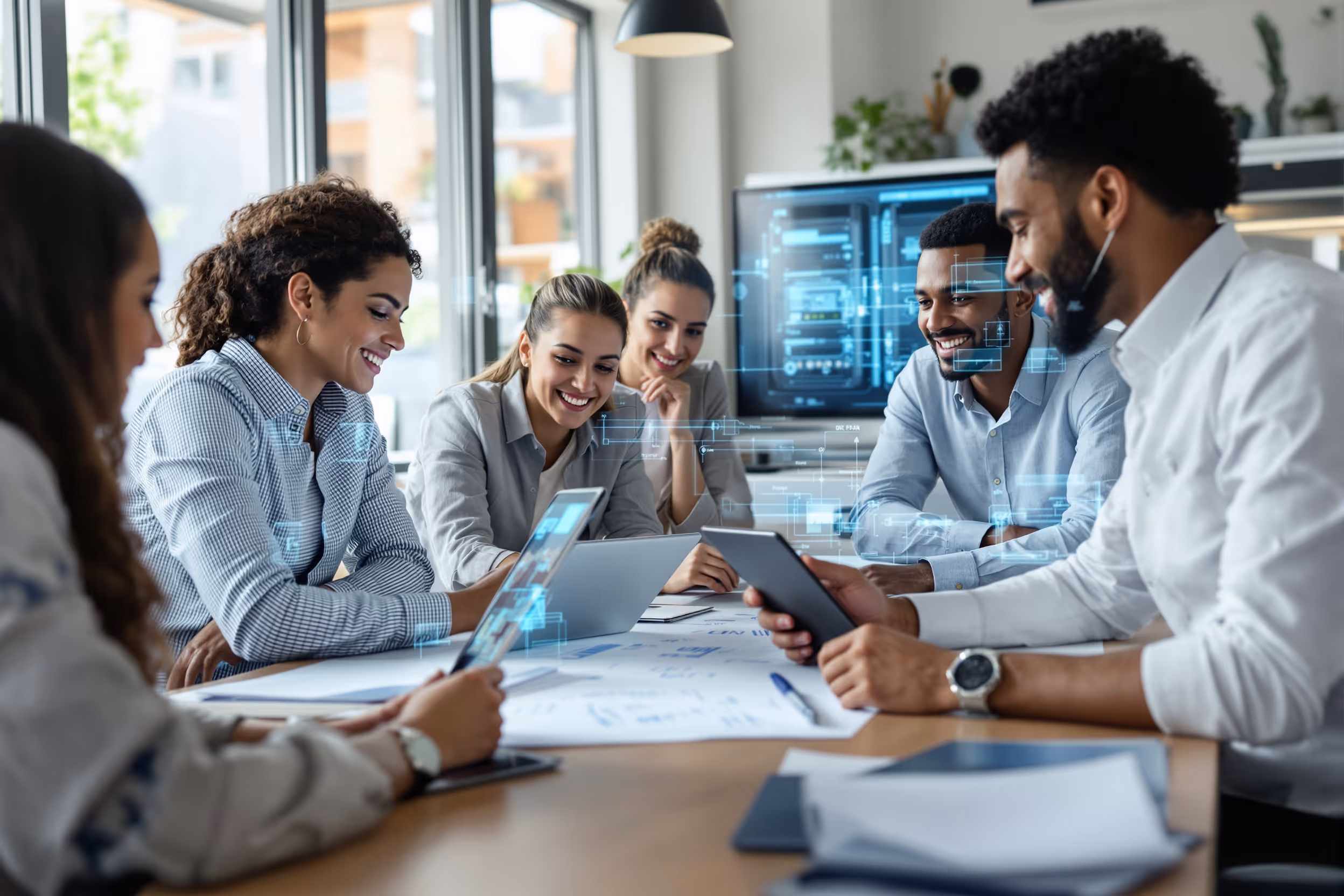 IT team in London discussing secure cloud adoption for SMEs.