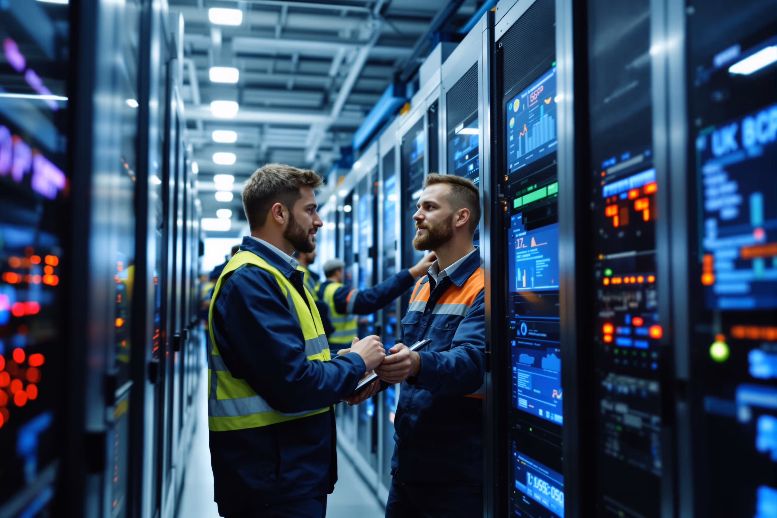 Secure UK data center with IT professionals ensuring data sovereignty and resilience.