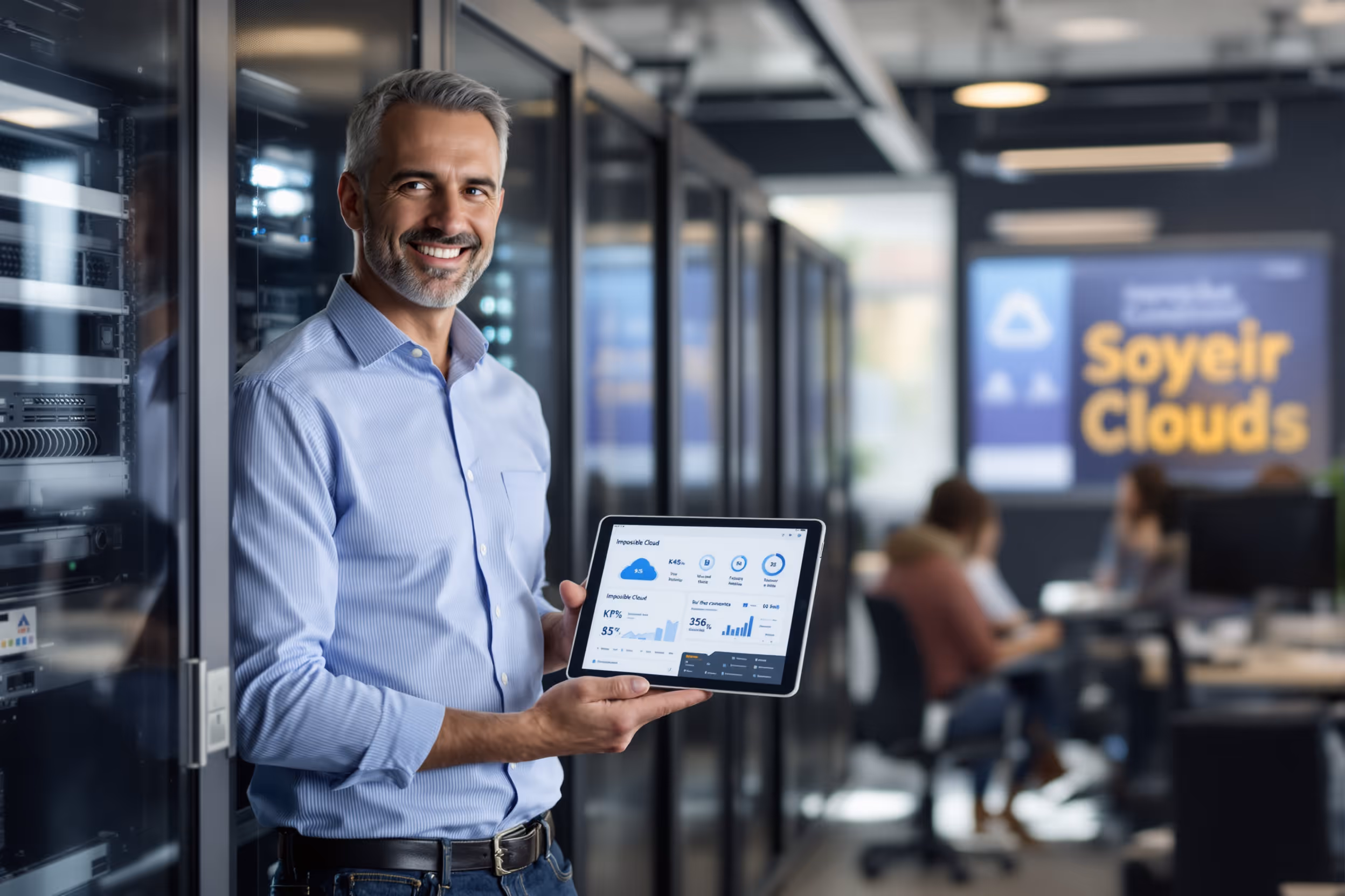 IT technician at a UK MSP monitors cloud storage KPIs, emphasizing security and cost-efficiency with a sovereign cloud model.