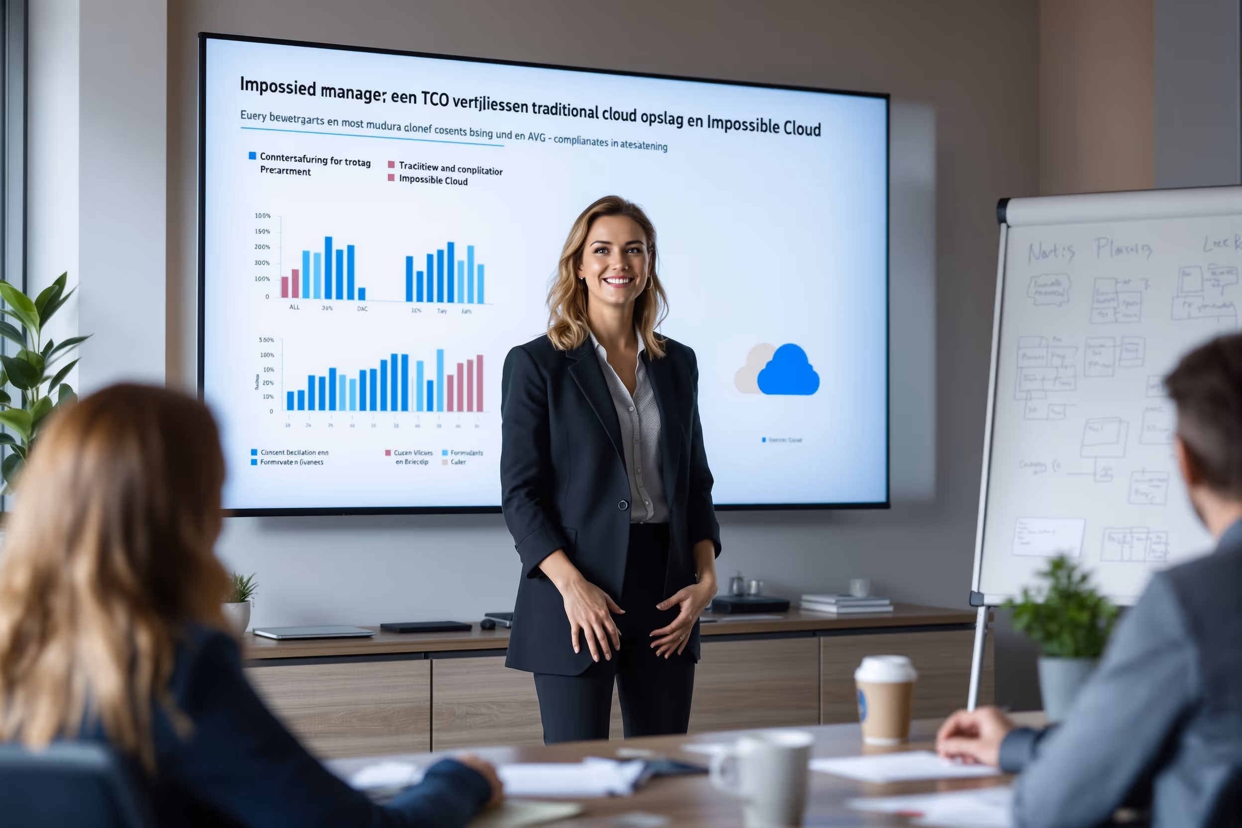 IT-manager evalueert TCO-vergelijking cloudopslag op kantoor.