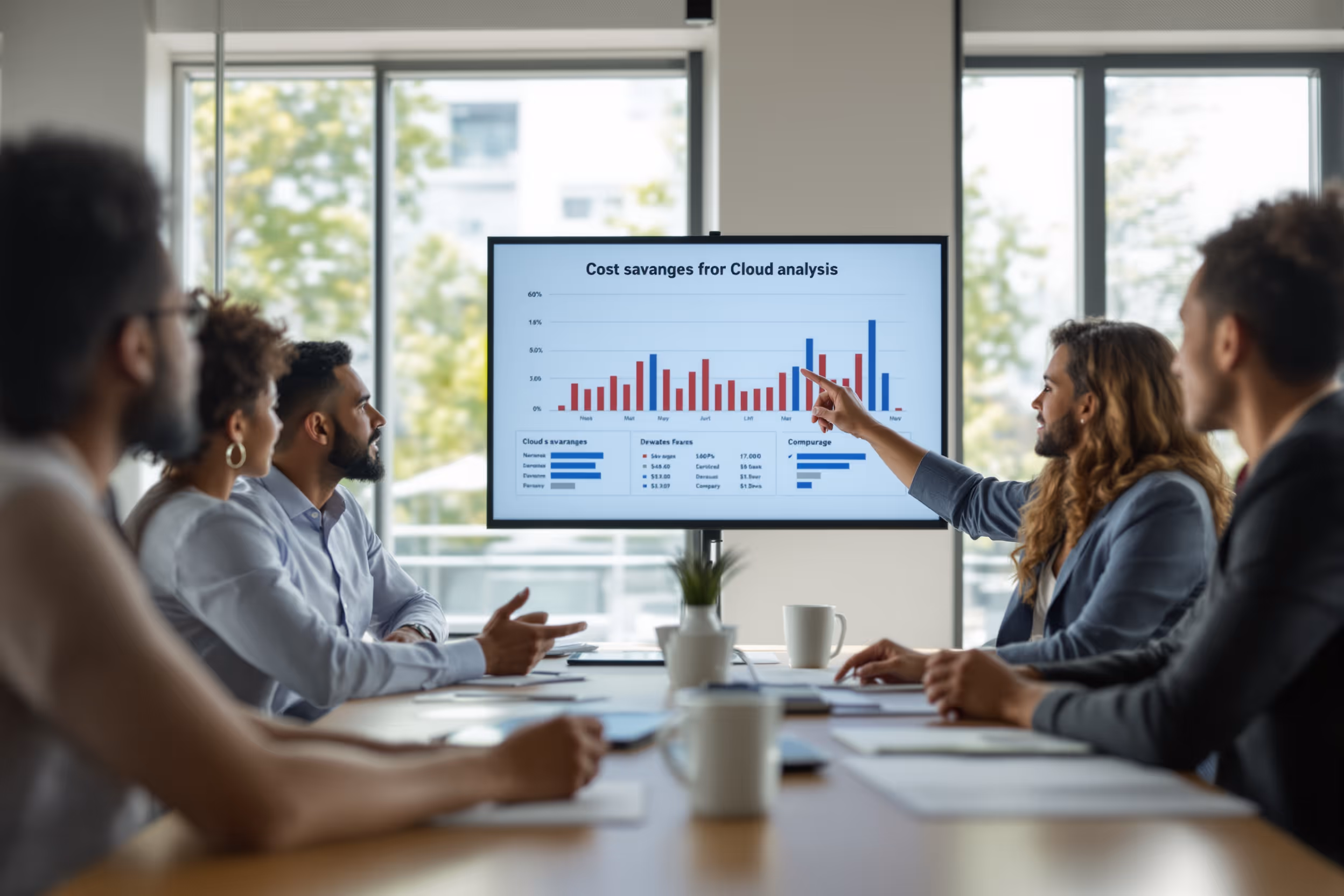 Team analyzing cloud storage cost savings.