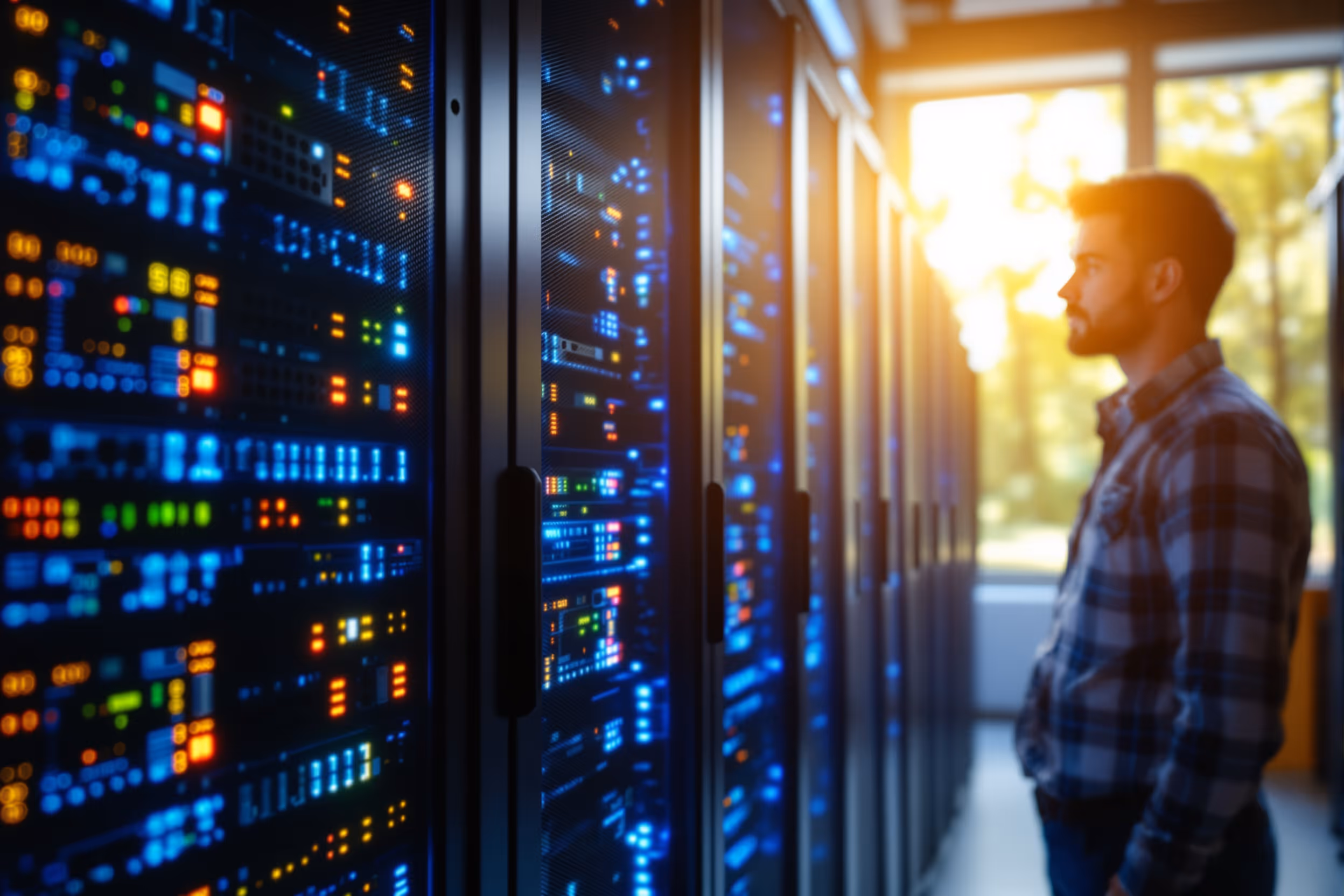 Server-Rack in einem Rechenzentrum in Hessen, das die lokale Datenhoheit symbolisiert.
