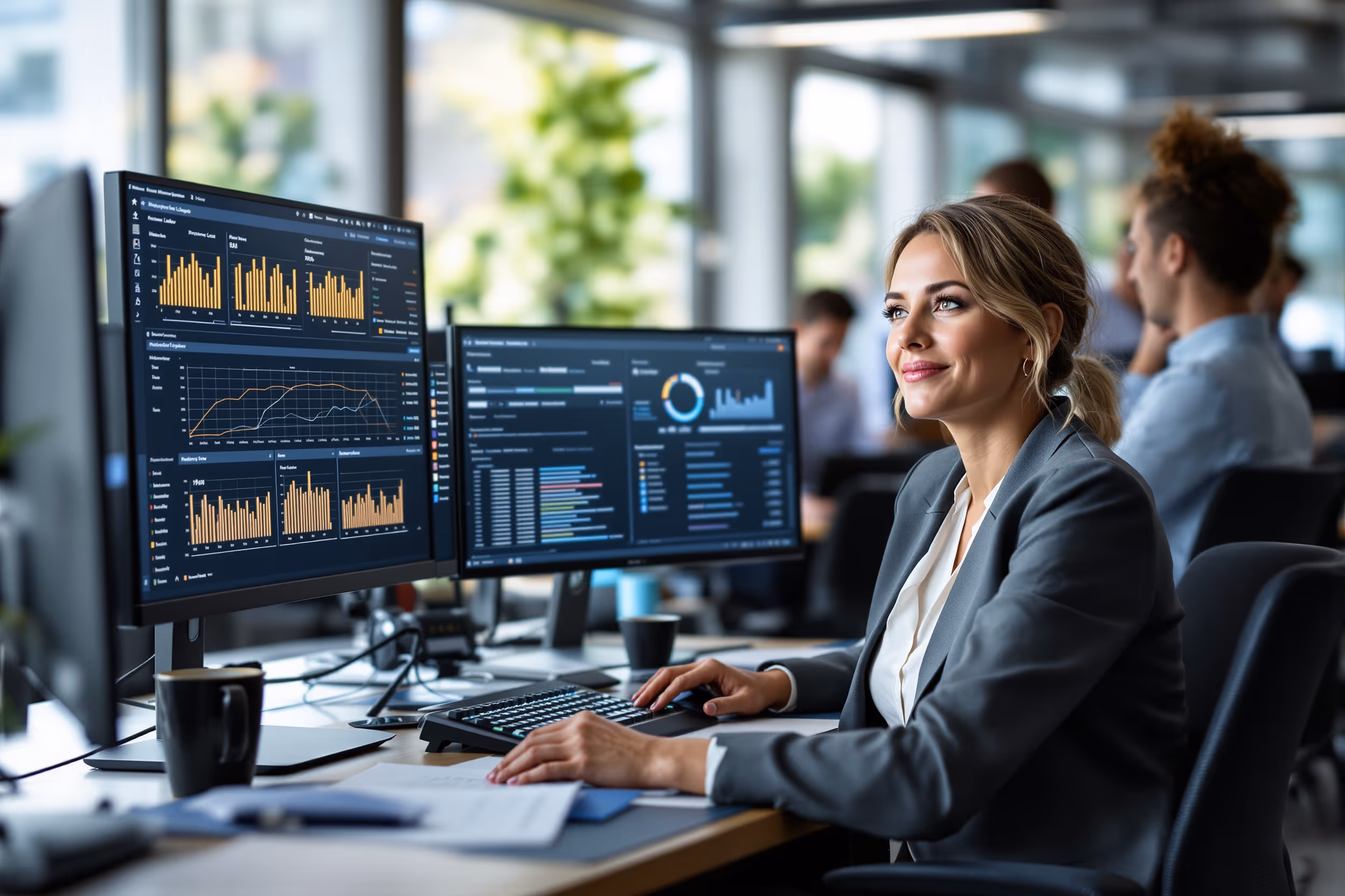 IT-manager Sanne analyseert cloudkosten en compliance op kantoor in Nederland.