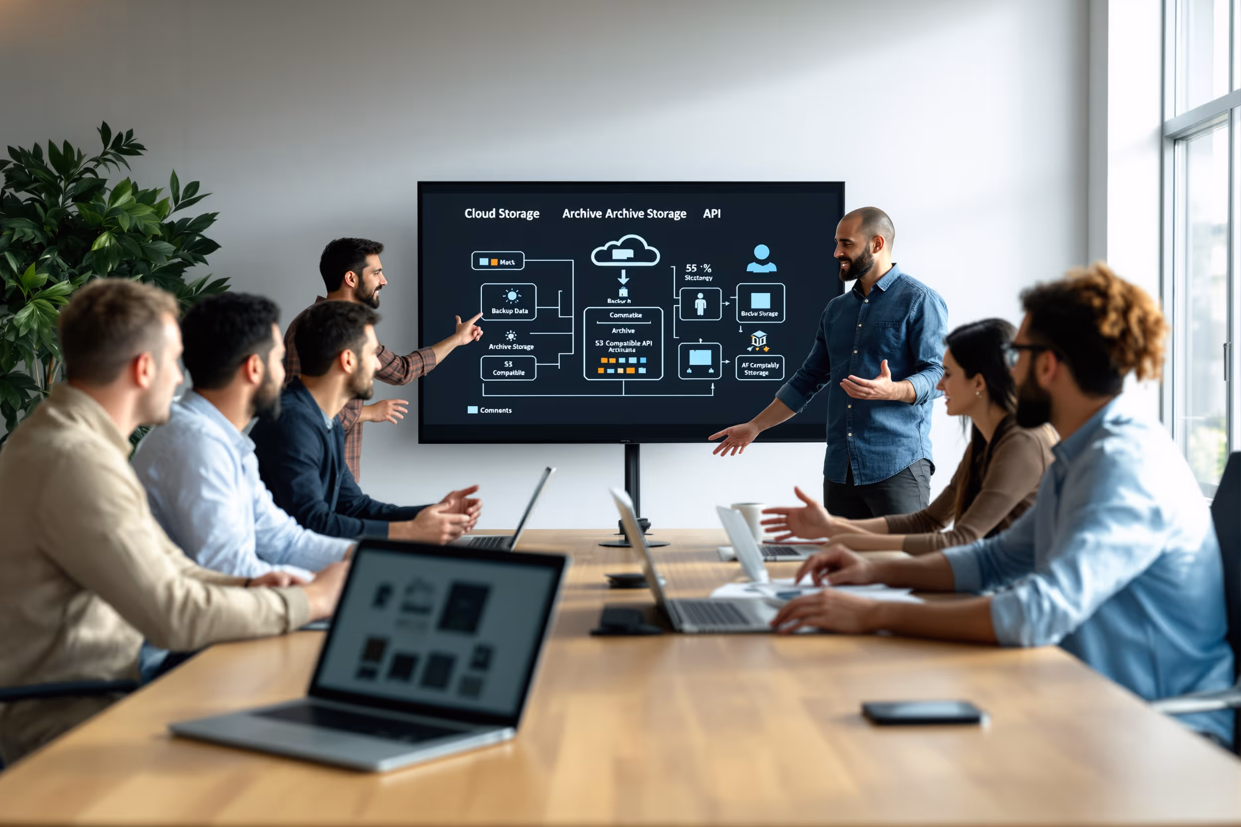 IT team strategizing cloud storage alternatives for cost savings.