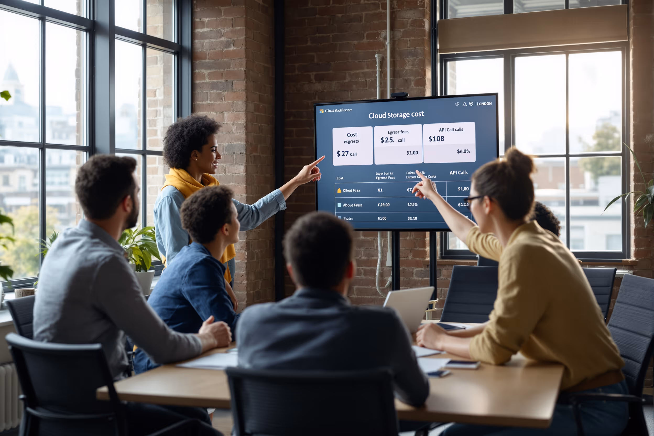 IT team in London analyzing cloud storage costs, focusing on hidden fees.