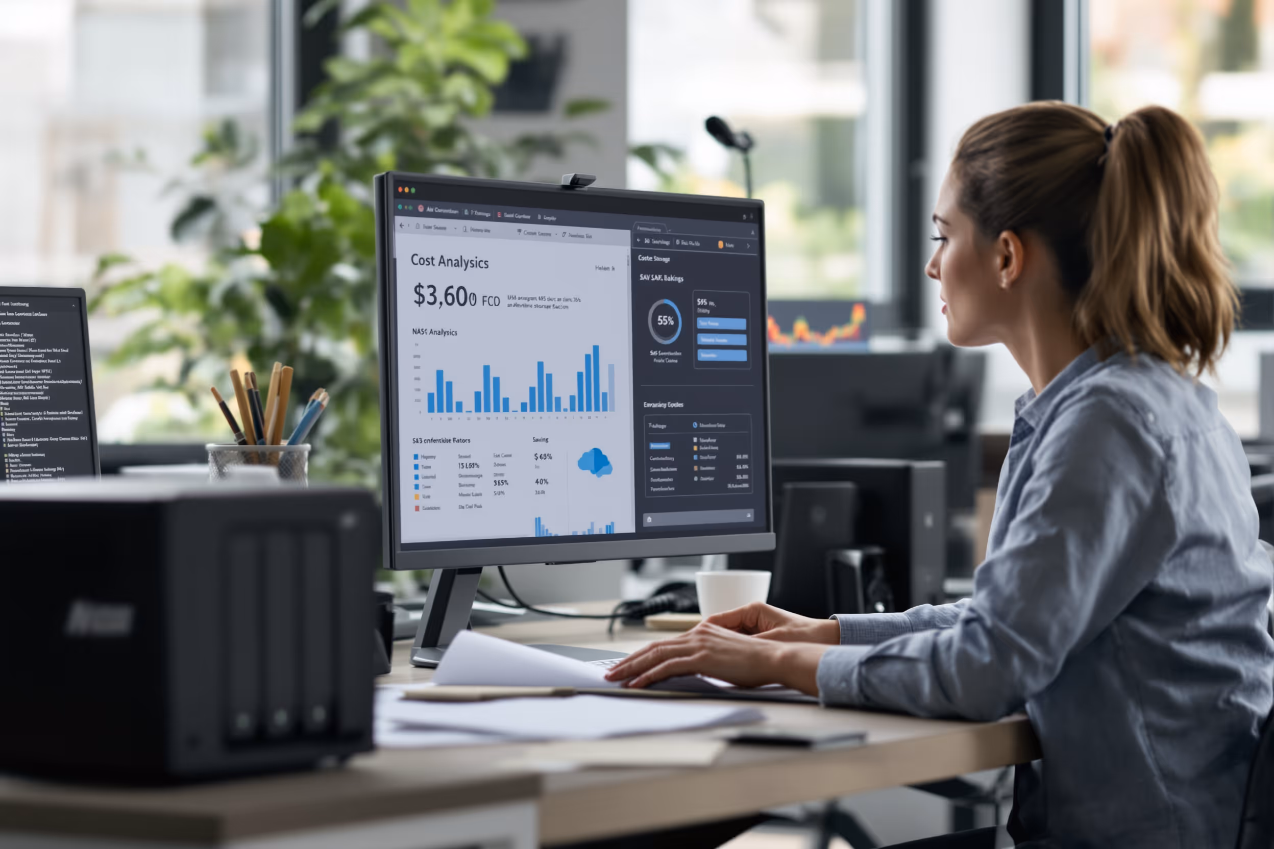 System administrator analyzing cost savings of S3-compatible storage for NAS backup.