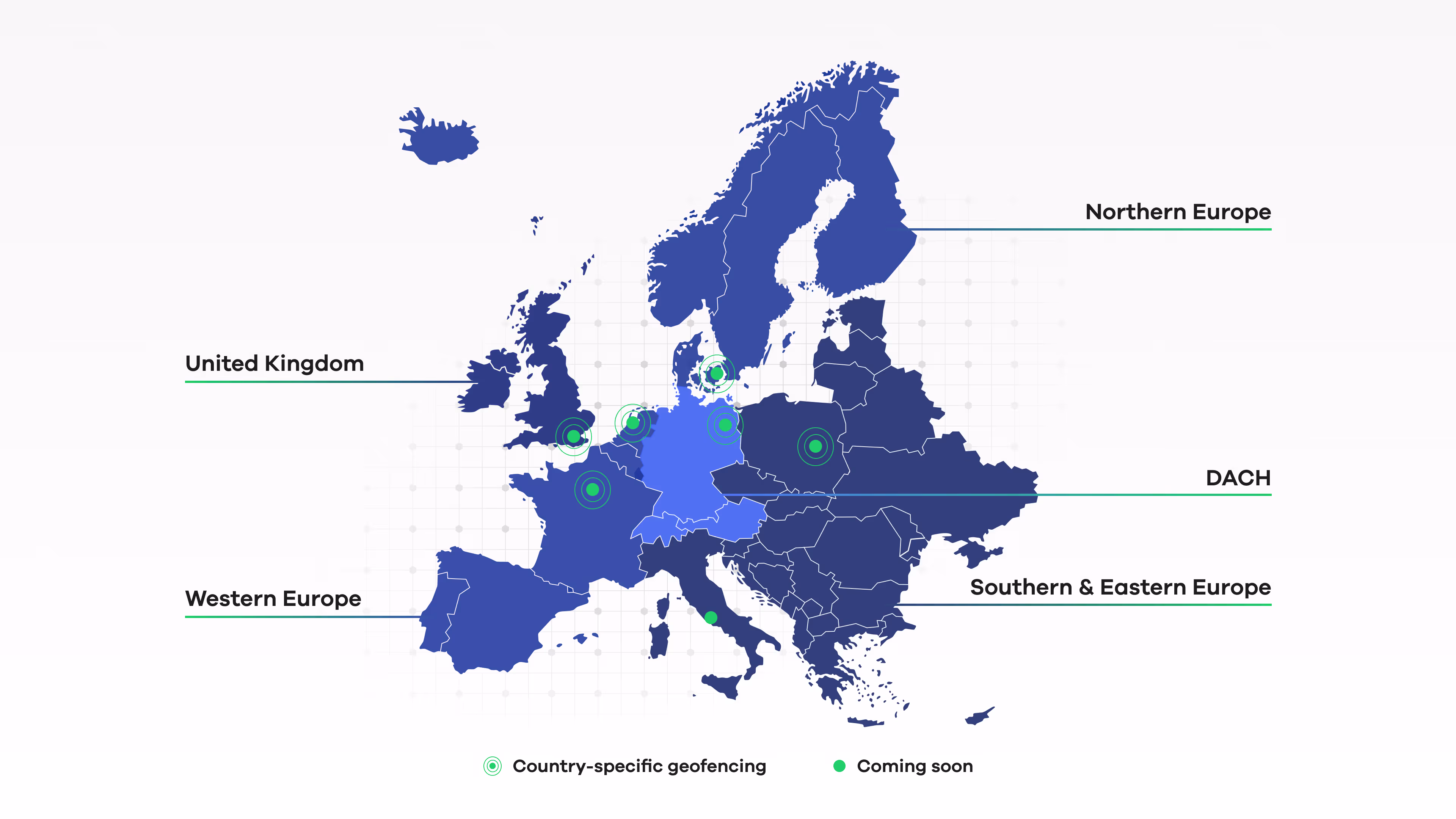 A map of Europe showcasing the countries Impossible Cloud operates in