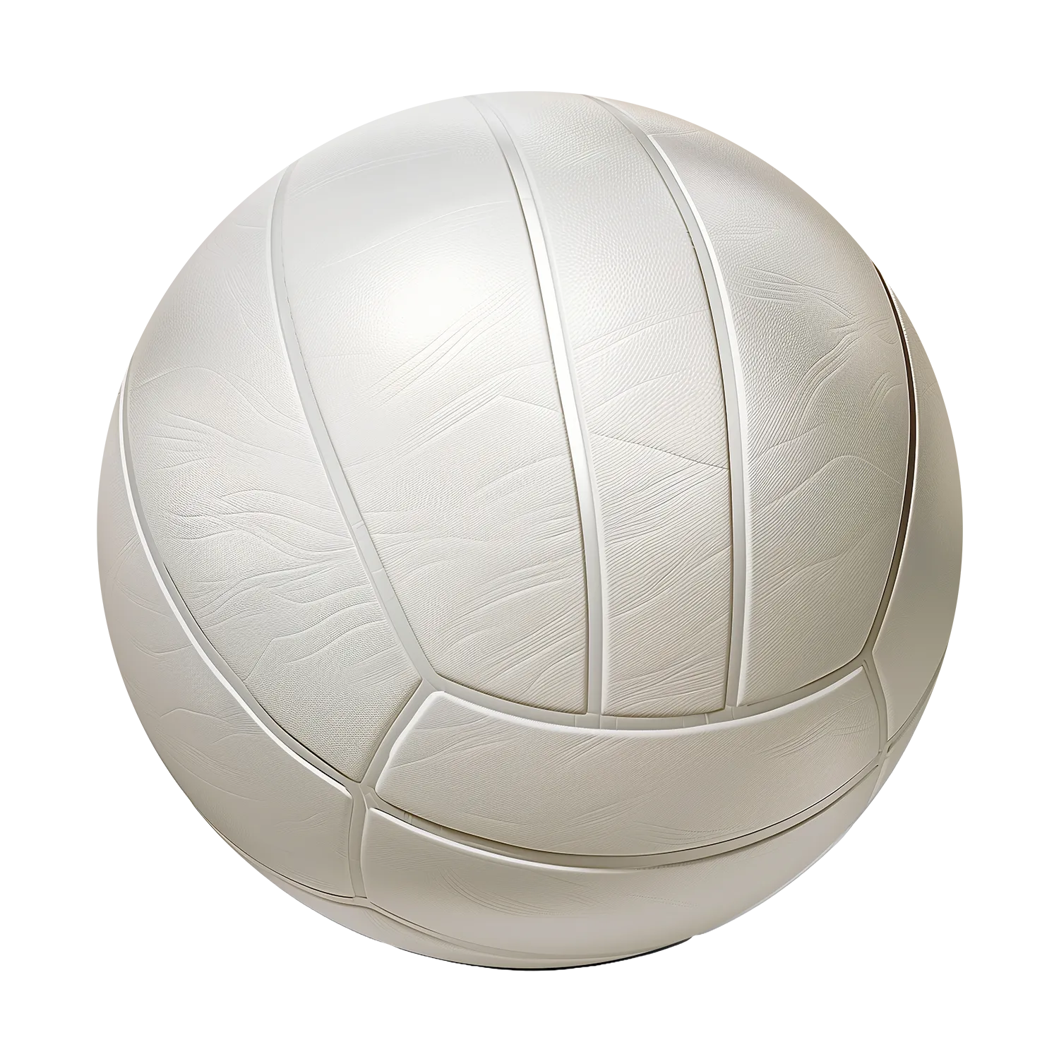 Close-up of a white textured netball with visible seam lines.