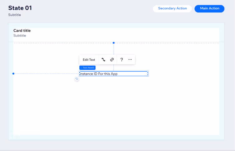 UI design screen with editable text box labeled
