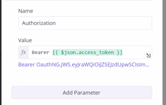 Text box for API authorization with
