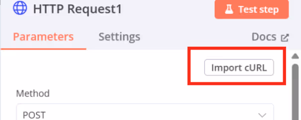HTTP request interface displaying